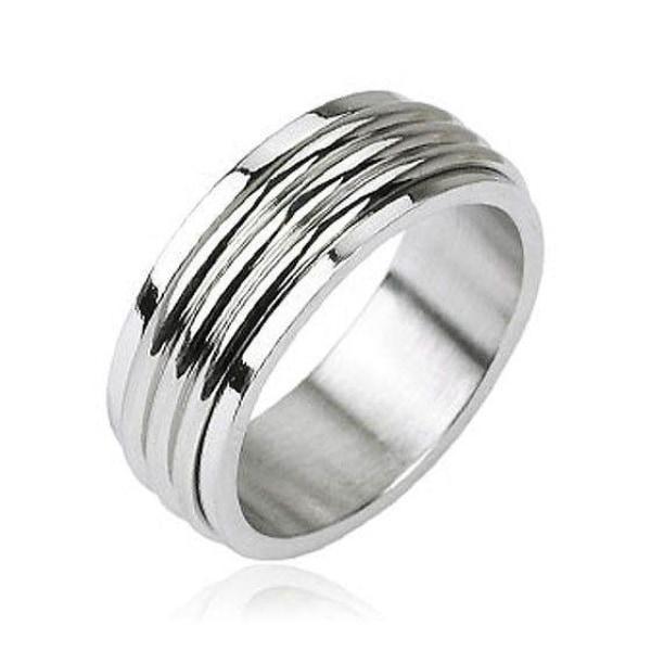 Triple Groove Spinning Stainless Steel Ring - HR-M0169