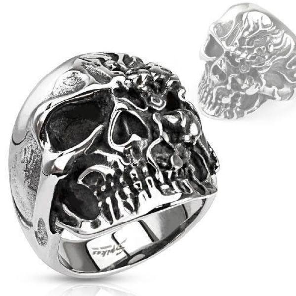 Two Faced Skull Ring - Stainless Steel - Q8006